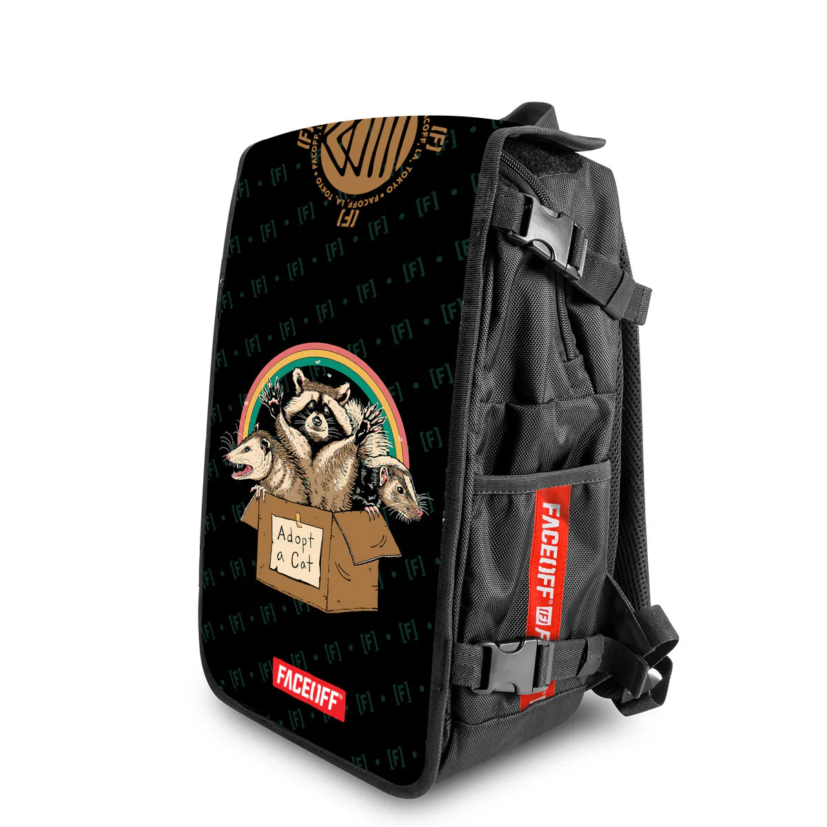 Adopt A Cat street art backpack Angle – FaceOff