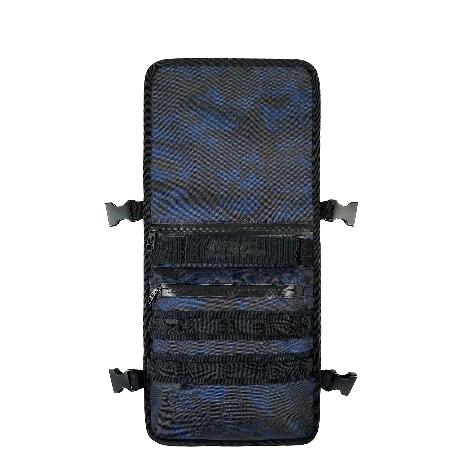 Cosmic Blue utility face cover with minimalist tactical design face view – FaceOff
