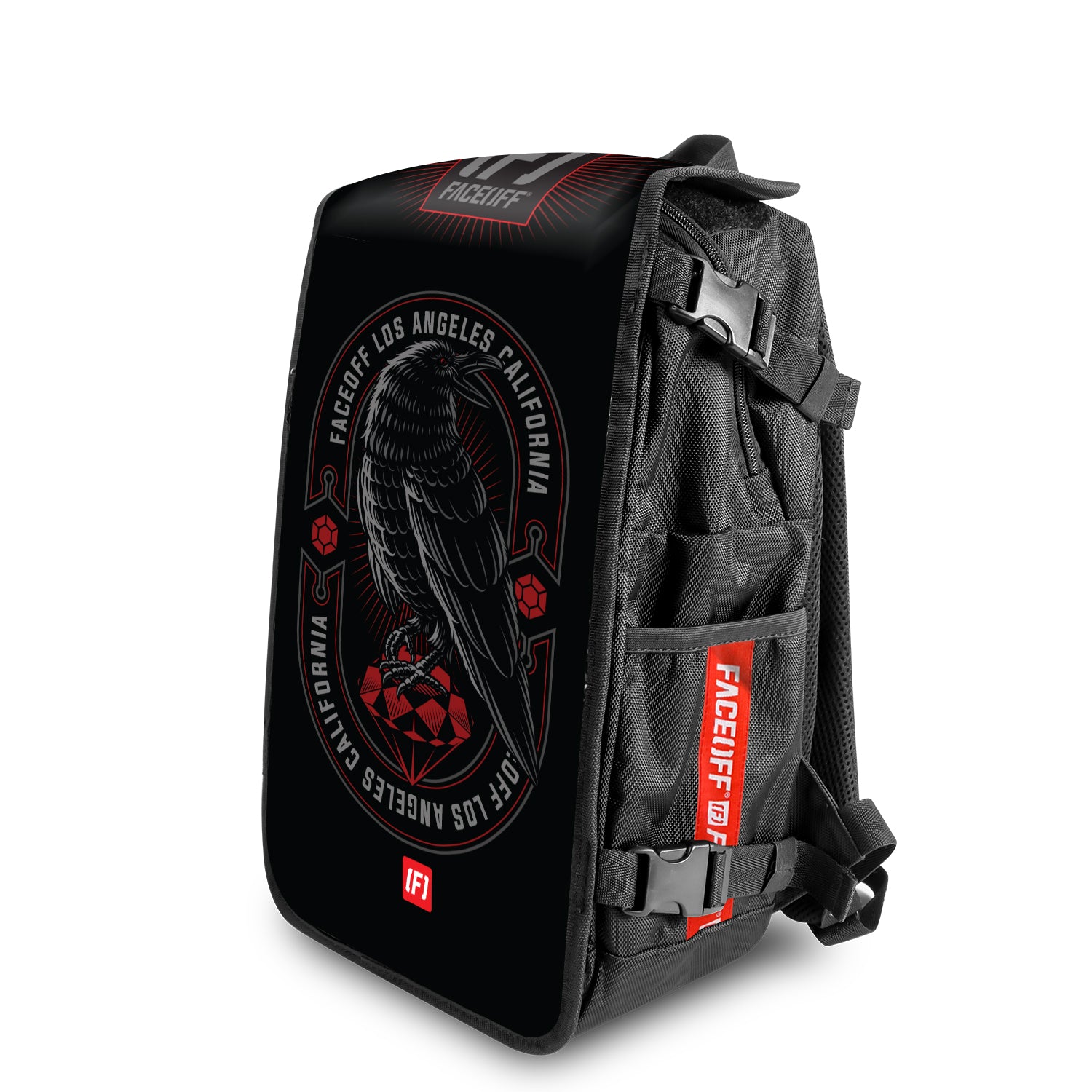 Corvus Shredder Skateboard backpack with swappable face Angle view- FaceOff