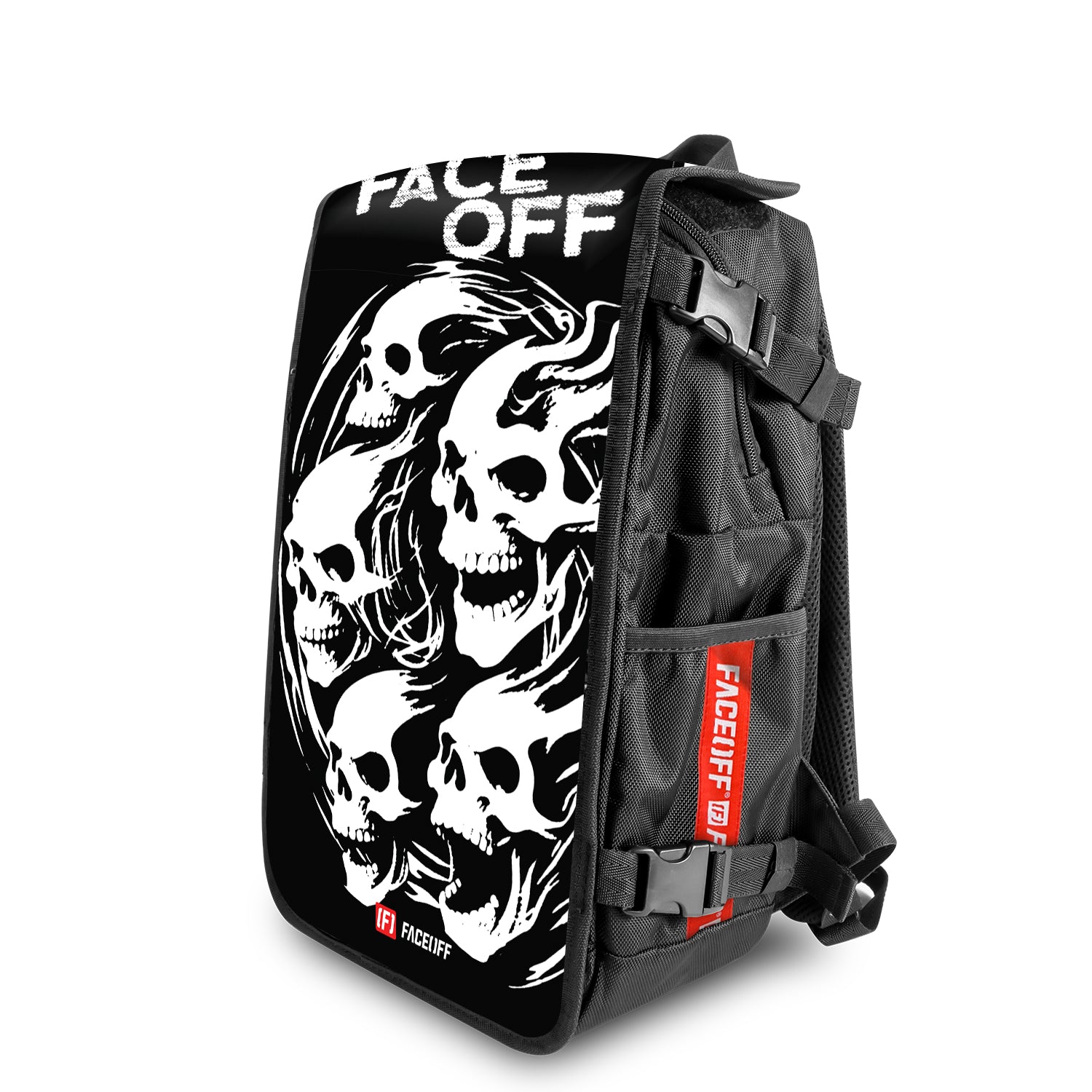 Dead Drop skate backpack with swappable face angle view- FaceOff