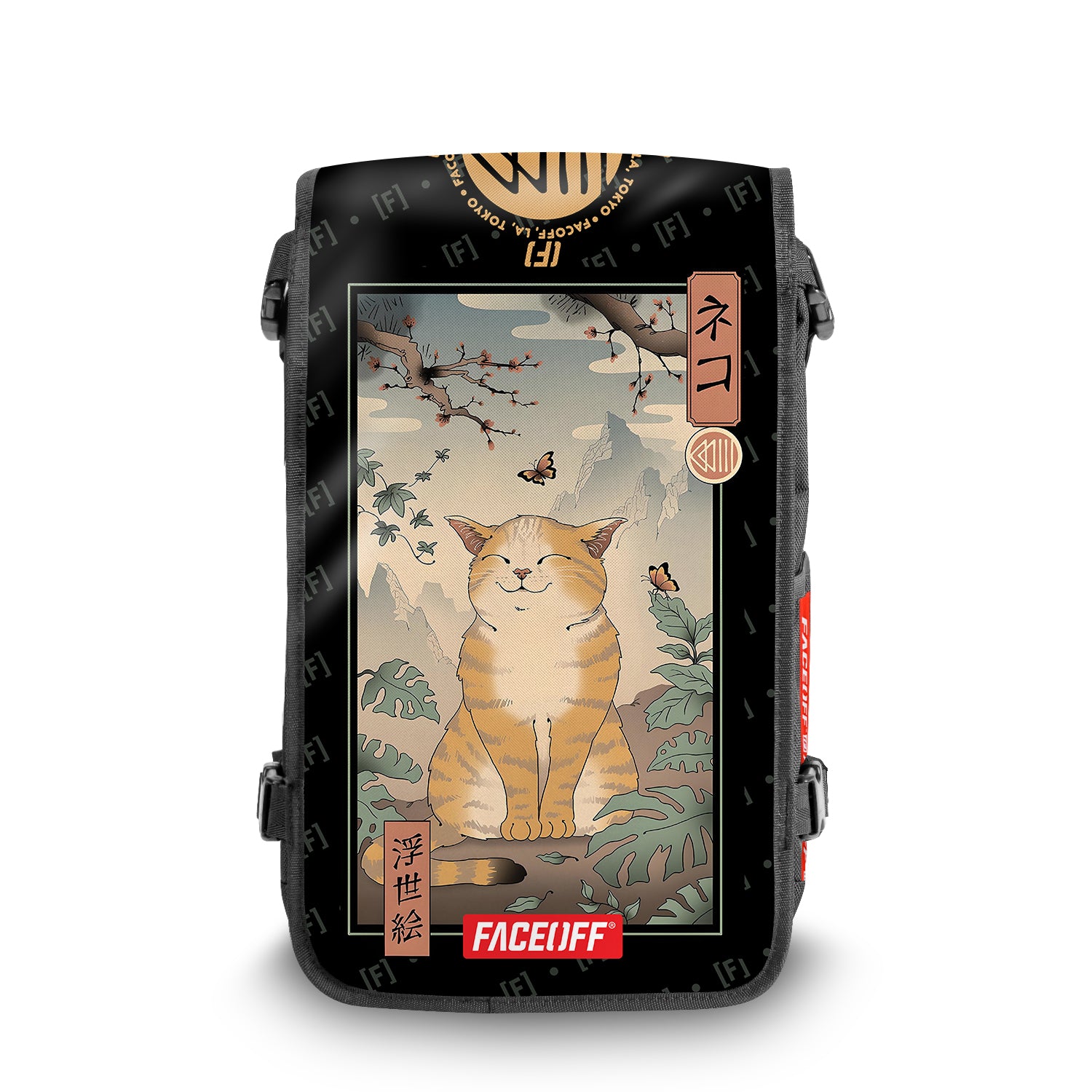 Edo Cat Japanese art backpack Front View - FaceOff