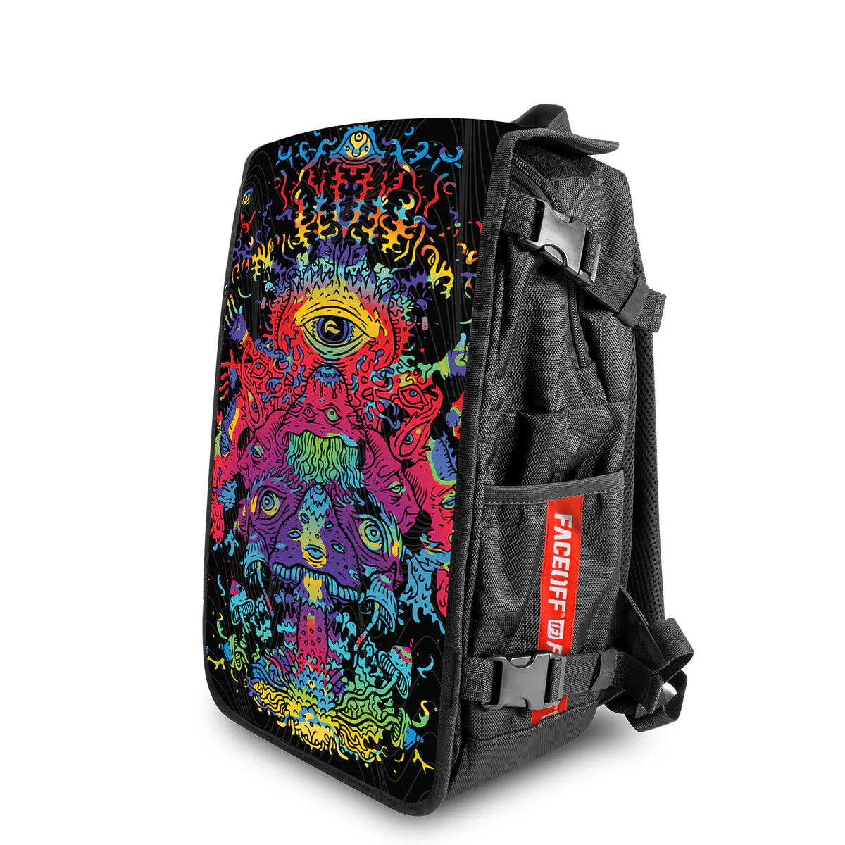 Eye Am black Space & Galaxy Backpack – Mystic Cosmic Design Angle View | FaceOff
