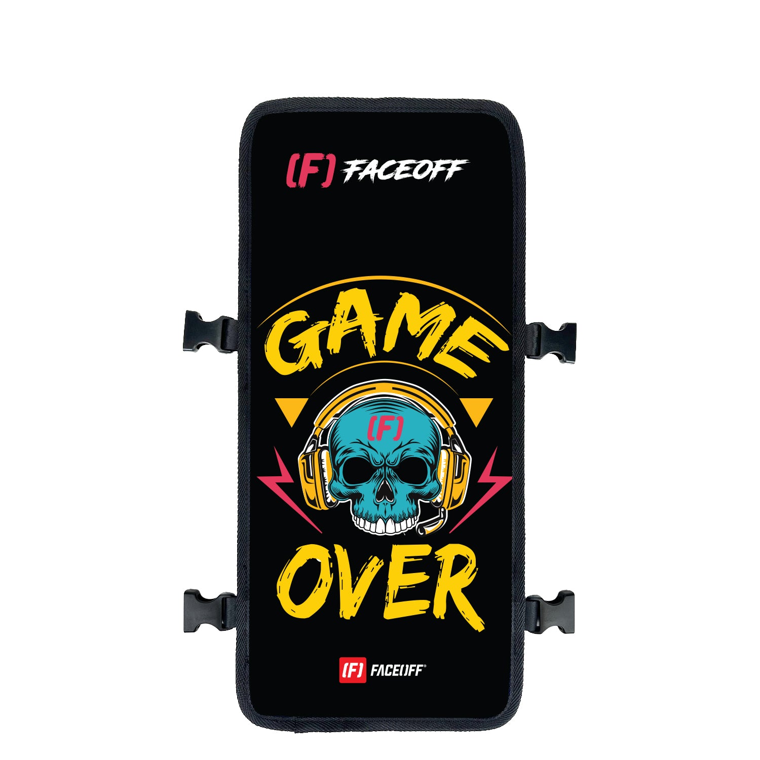 Game Over Game On backpack with swappable face cover Front view- FaceOff