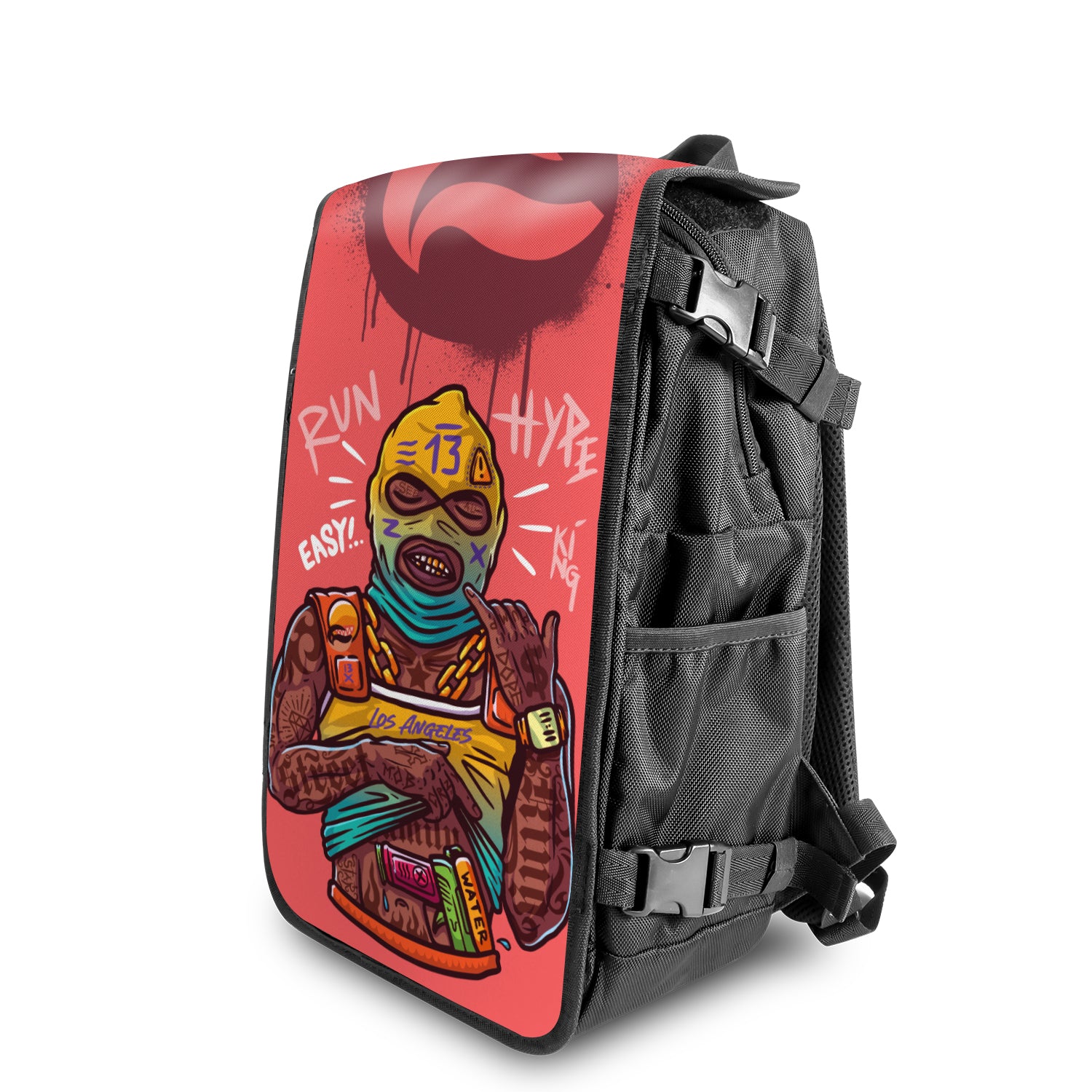 Gangsta street art backpack with angle – FaceOff