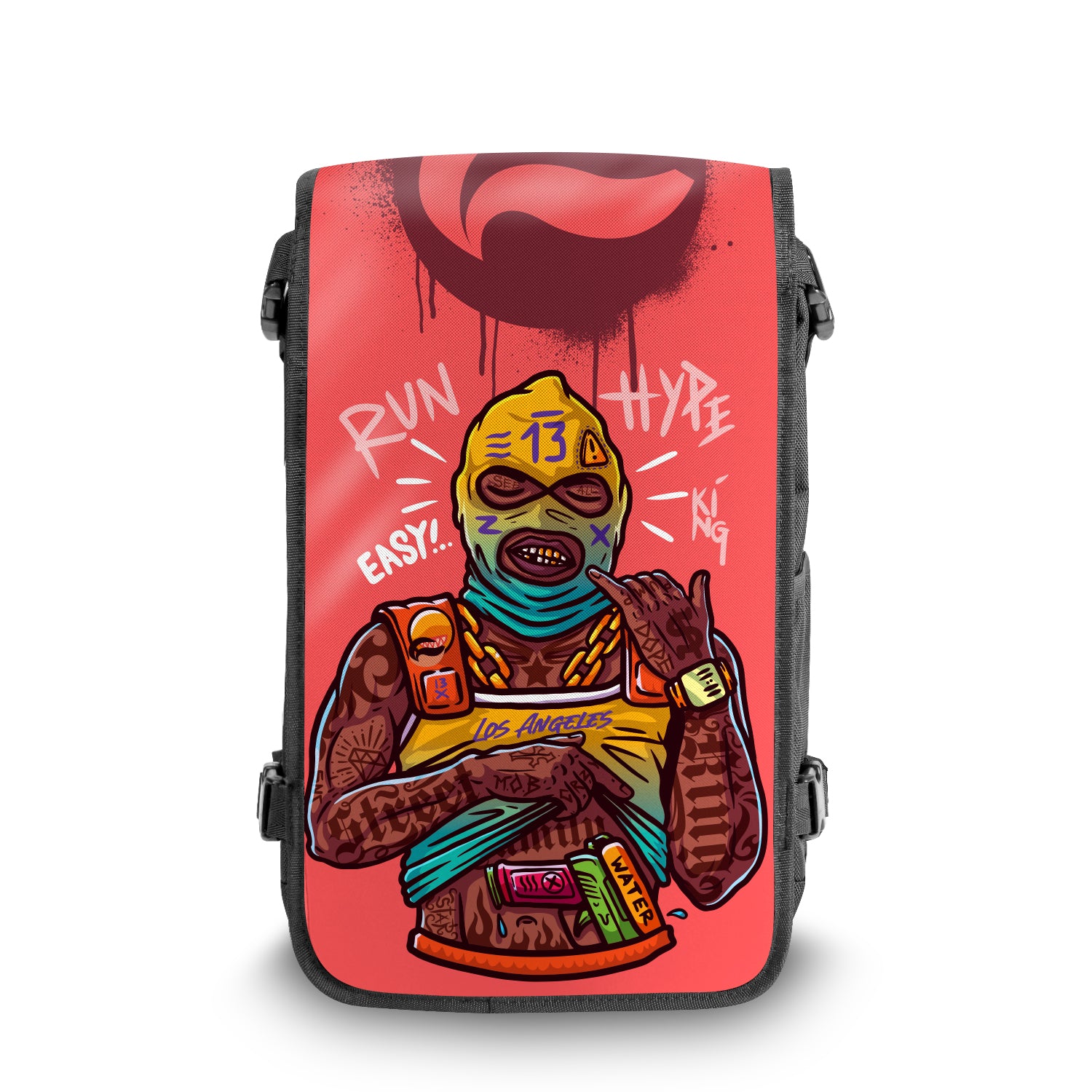Gangsta street art backpack with front view – FaceOff