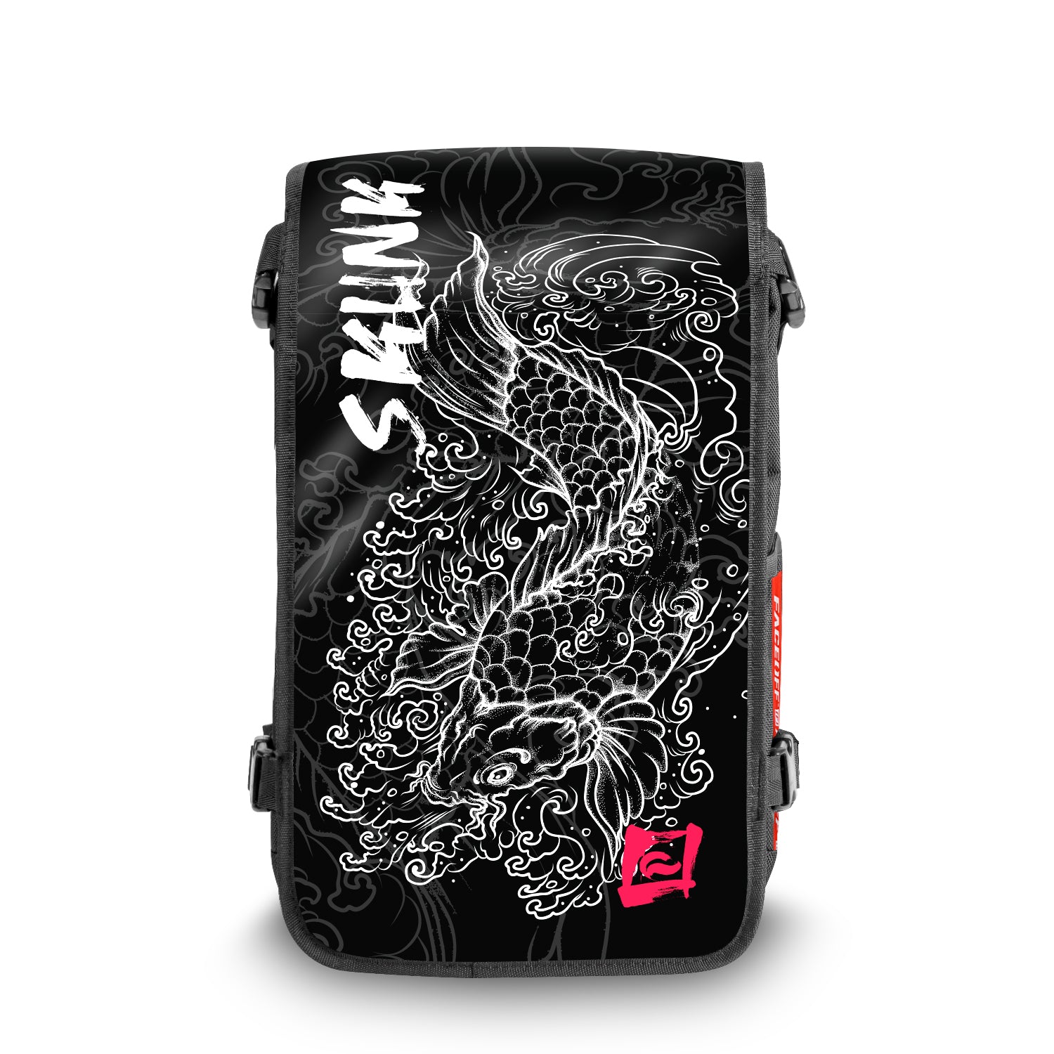 Koi Black Japanese art backpack Front View - FaceOff