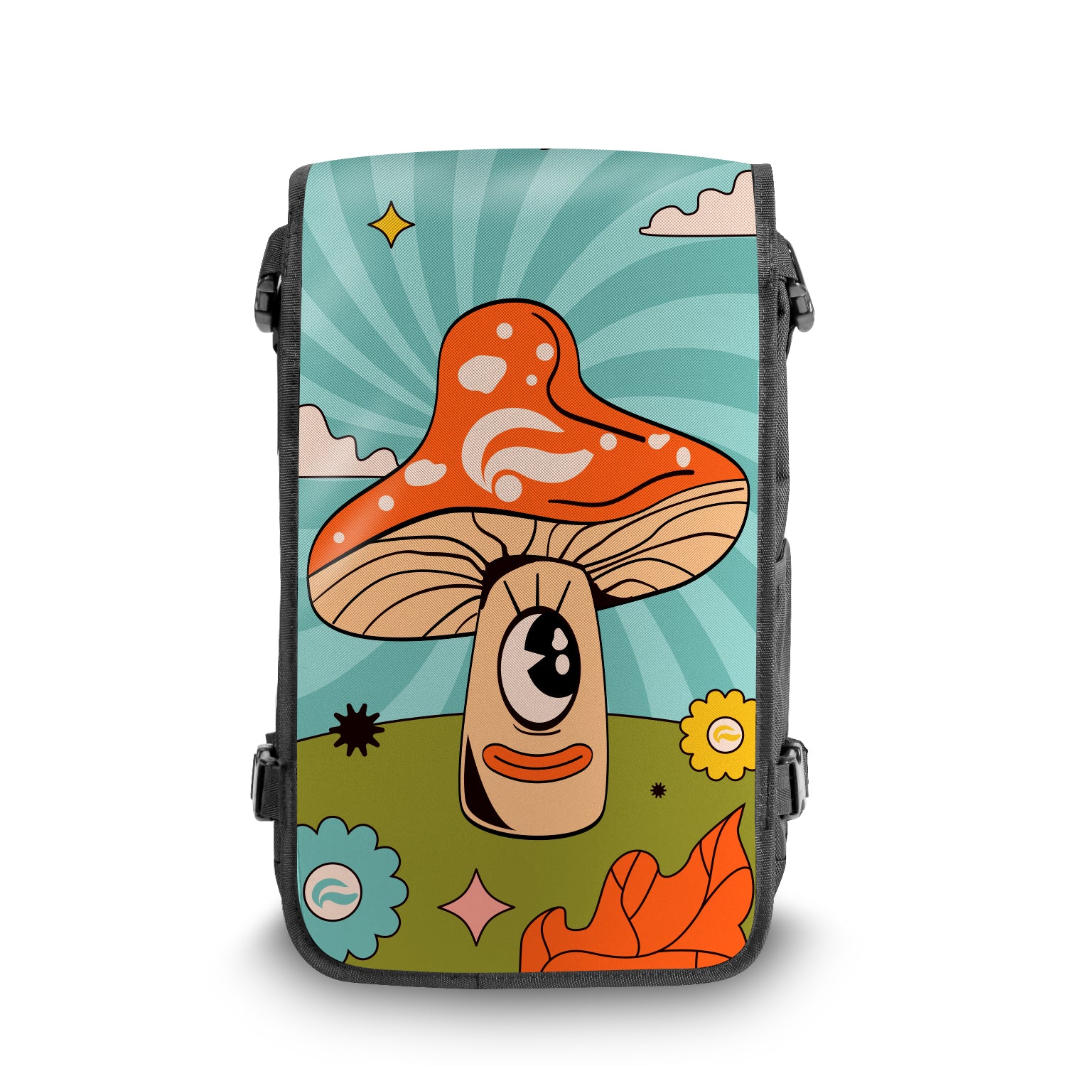 Mushroom Space & Galaxy Backpack – Mystic Cosmic Design Front View | FaceOff