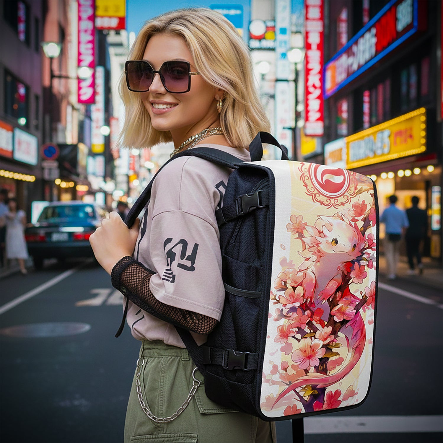 Pink Axolotl Anime backpack – lifestyle – FaceOff