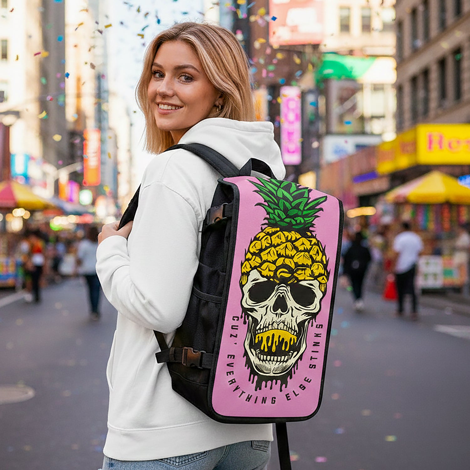 Pineapple Head Skull & Bones backpack lifestyle - FaceOff