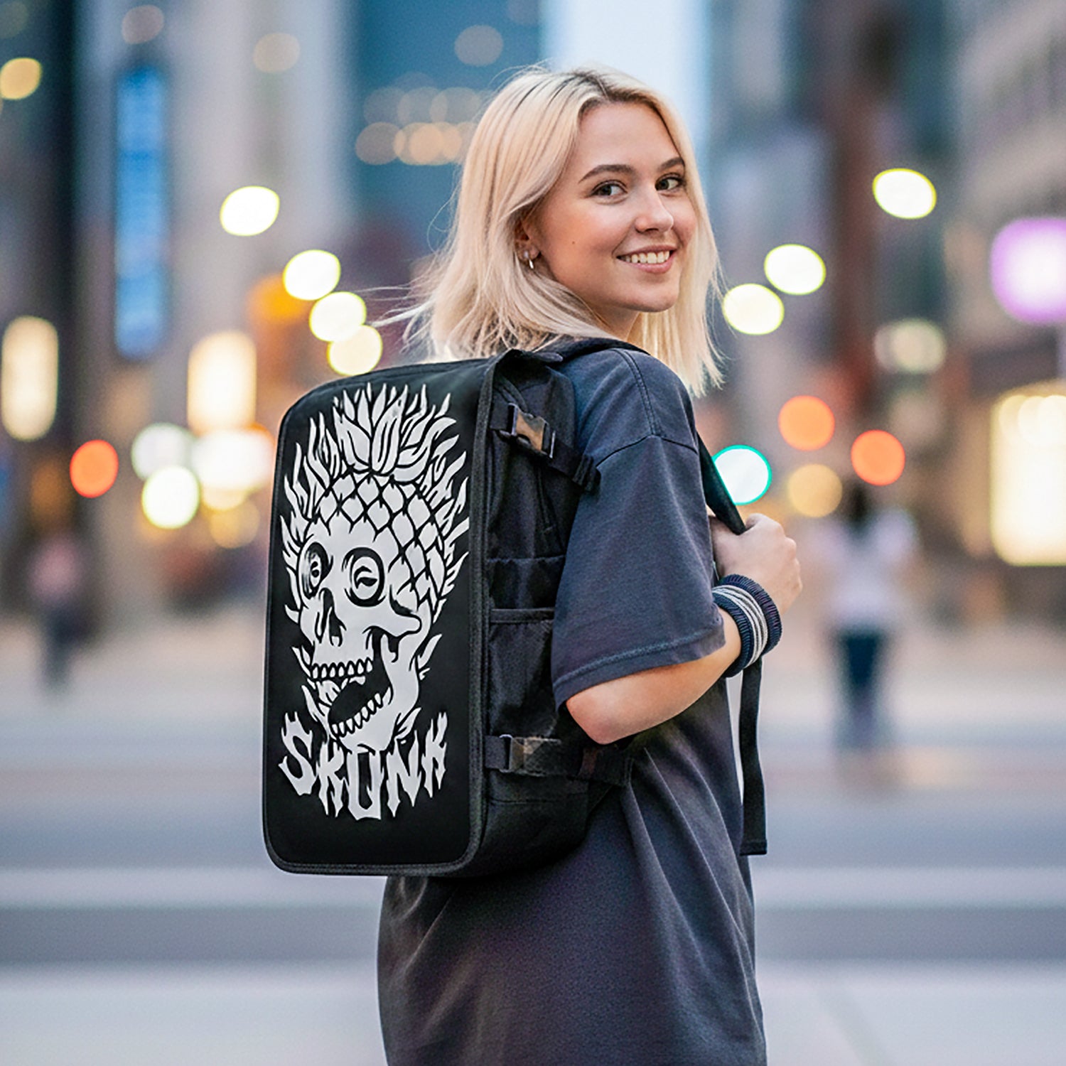 Pineapple Skull Black Skull & Bones backpack lifestyle- FaceOff
