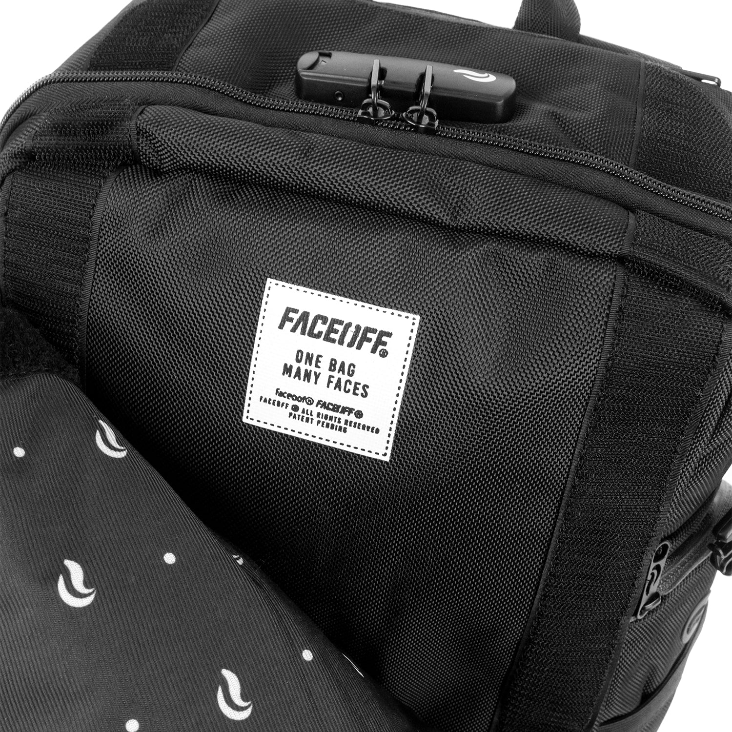 Press Start Game On backpack with swappable face velcro view- FaceOff