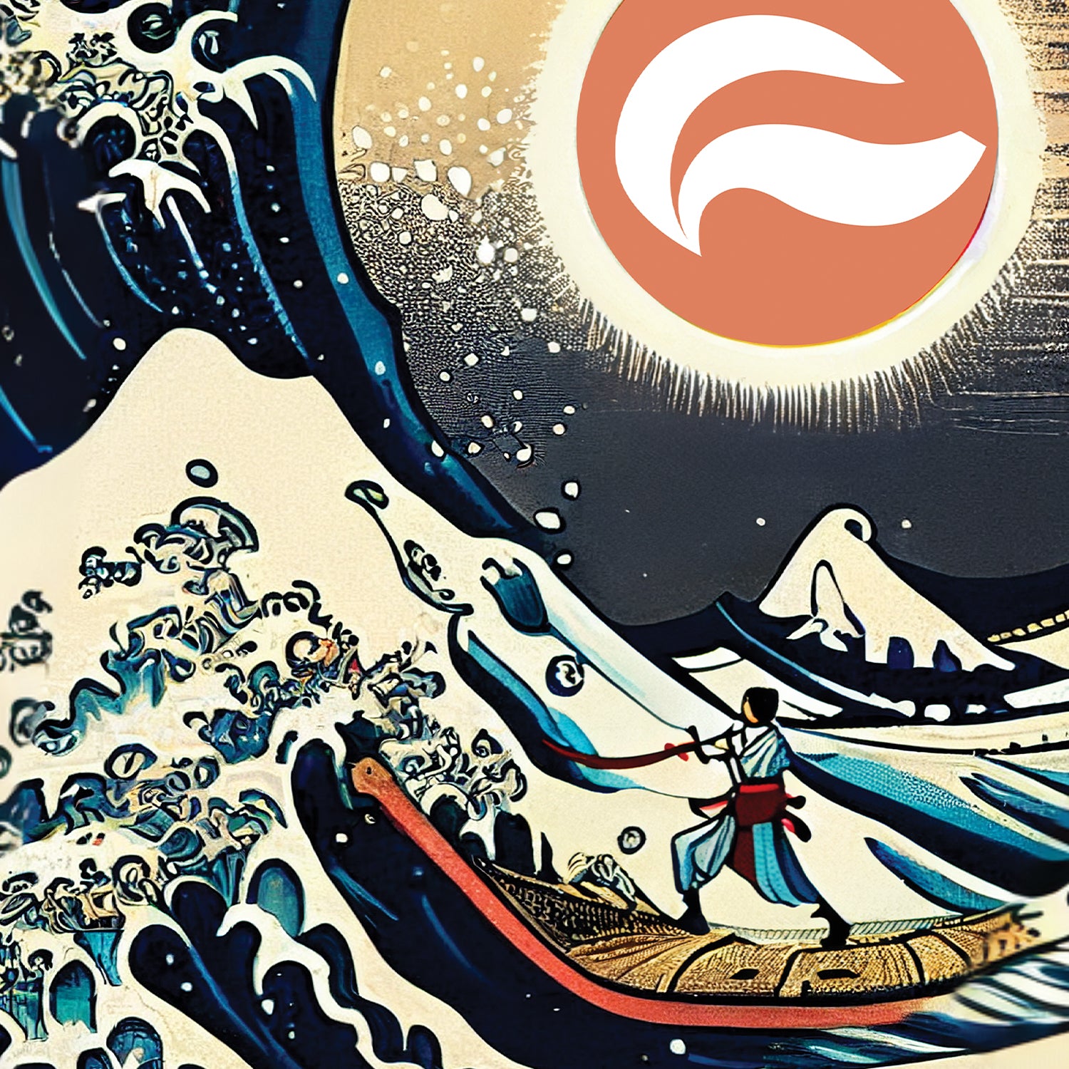 Retro Wave Japanese art backpack Close Up - FaceOff