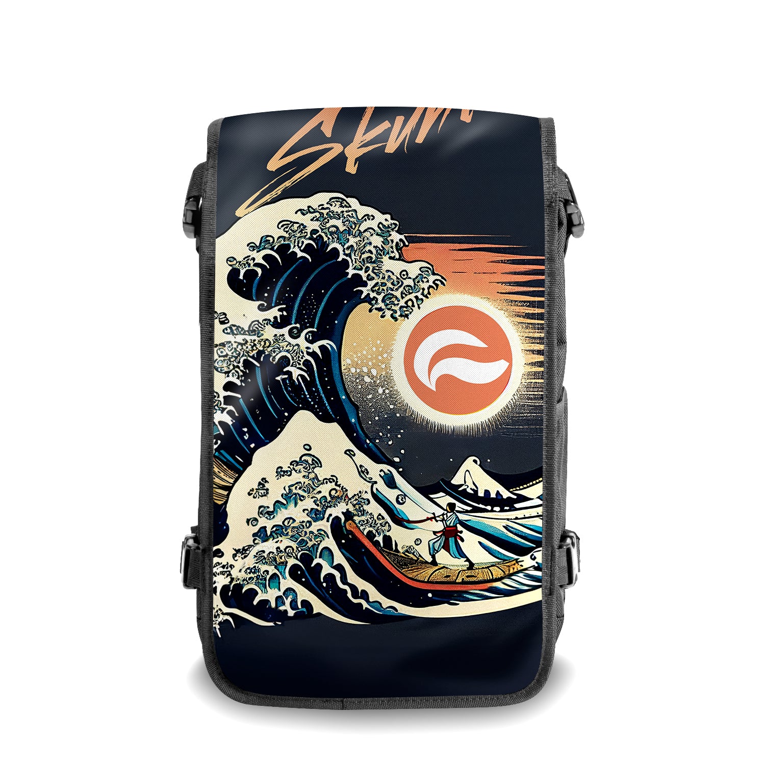 Retro Wave Japanese art backpack Front View - FaceOff