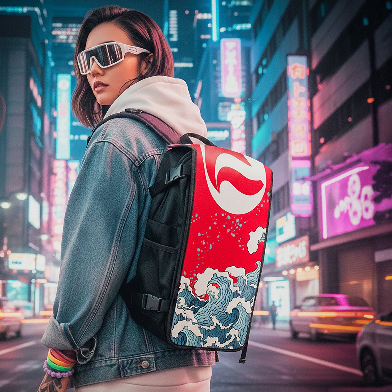 Rising Sun Japanese art backpack lifestyle female - FaceOff