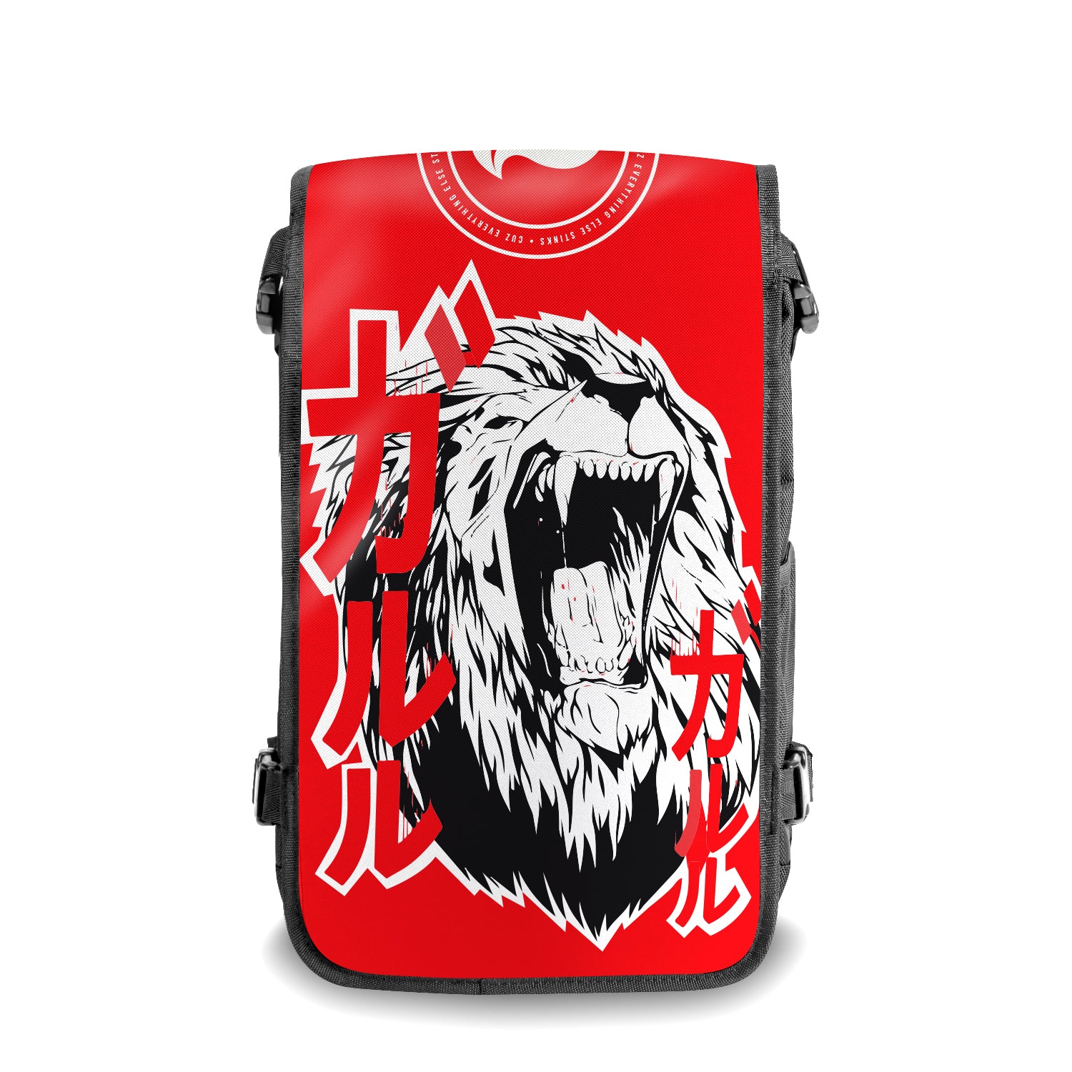 Roaring Lion Japanese art backpack Front View - FaceOff