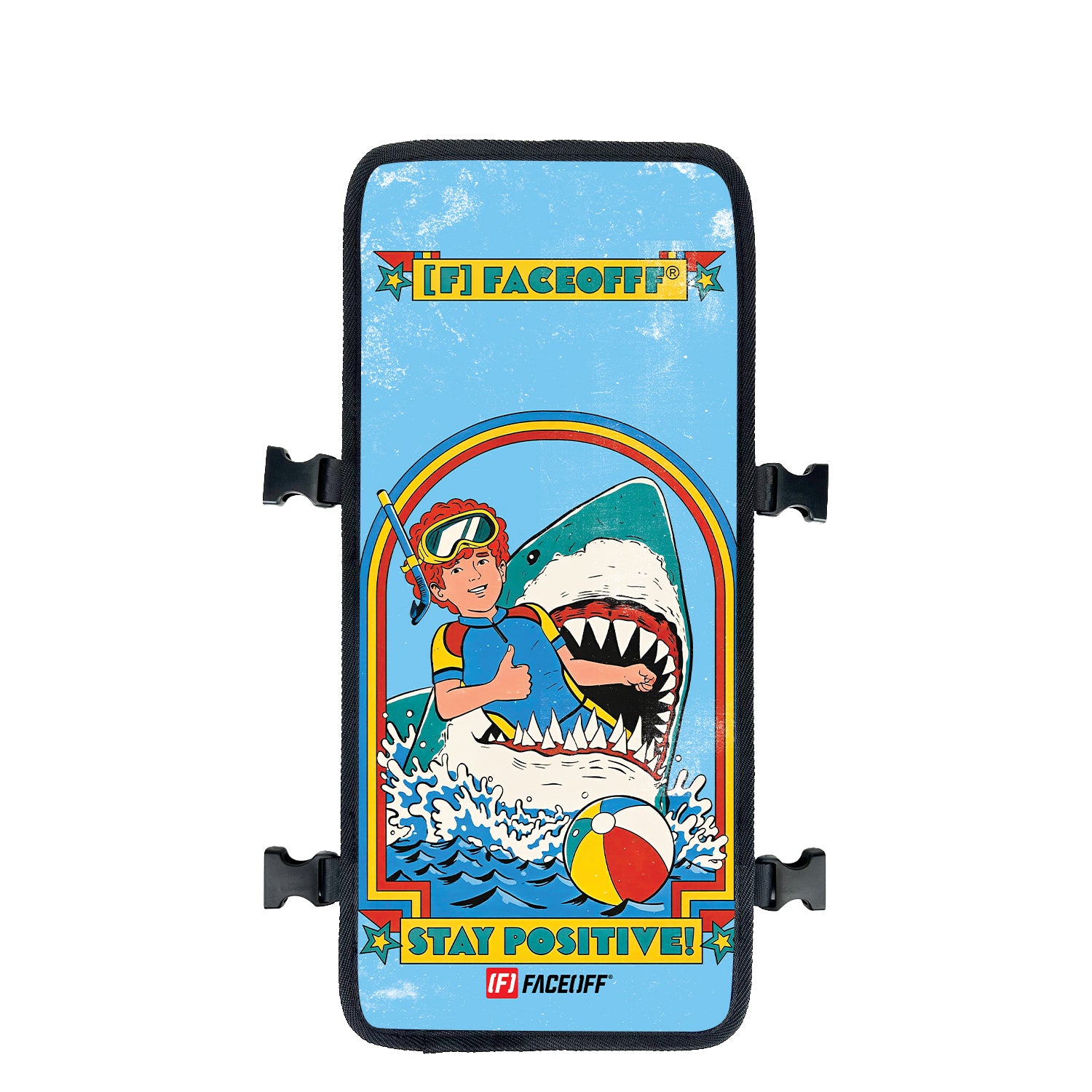 Stay Positive Shredder Skateboard backpack with swappable face front view- FaceOff