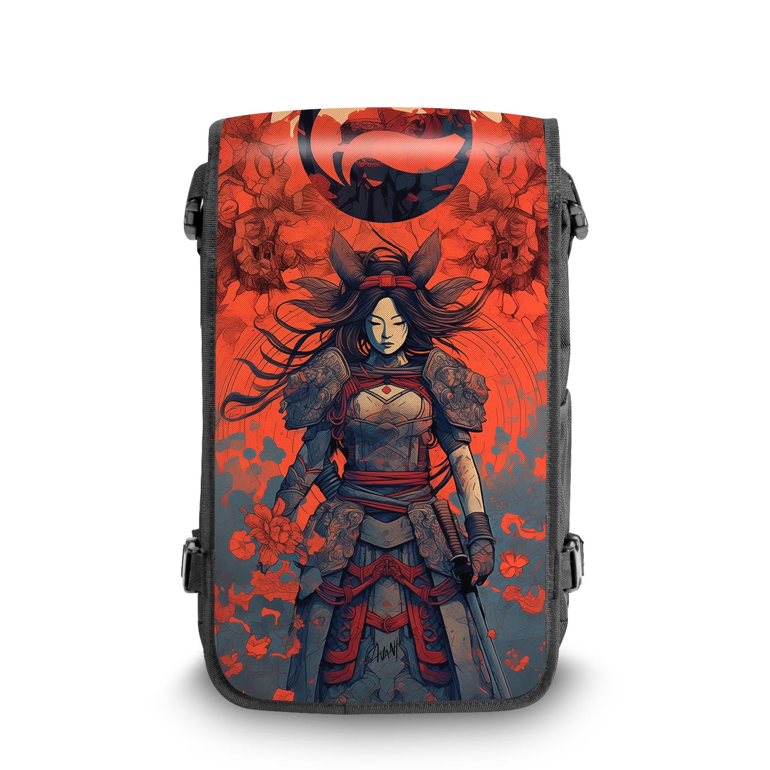 Hikari Japanese art backpack front View - FaceOff