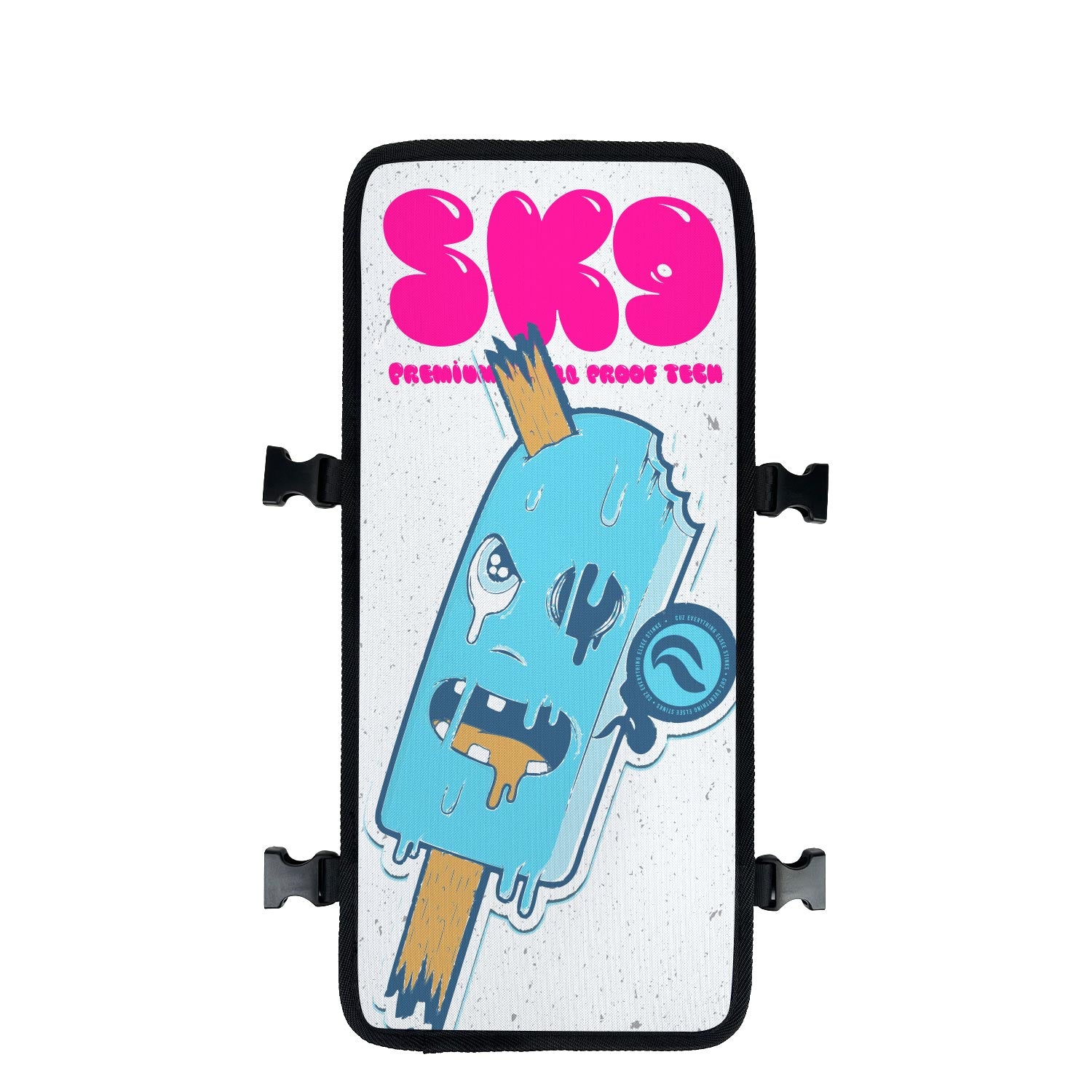 Zombie Popsicle street art backpack with face cover front view – FaceOff