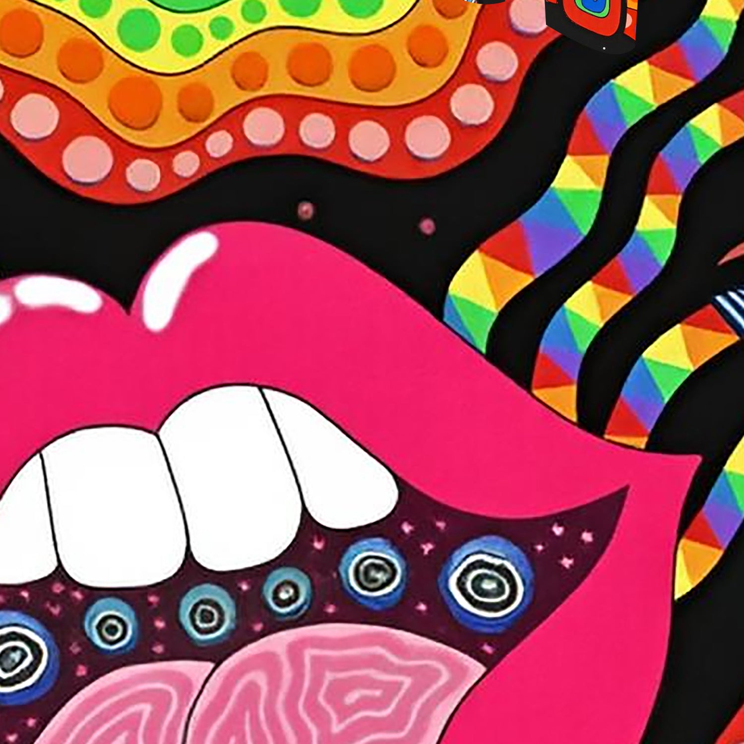 Acid Orbit Reaper gothic skull backpack with dark design close up view - FaceOff