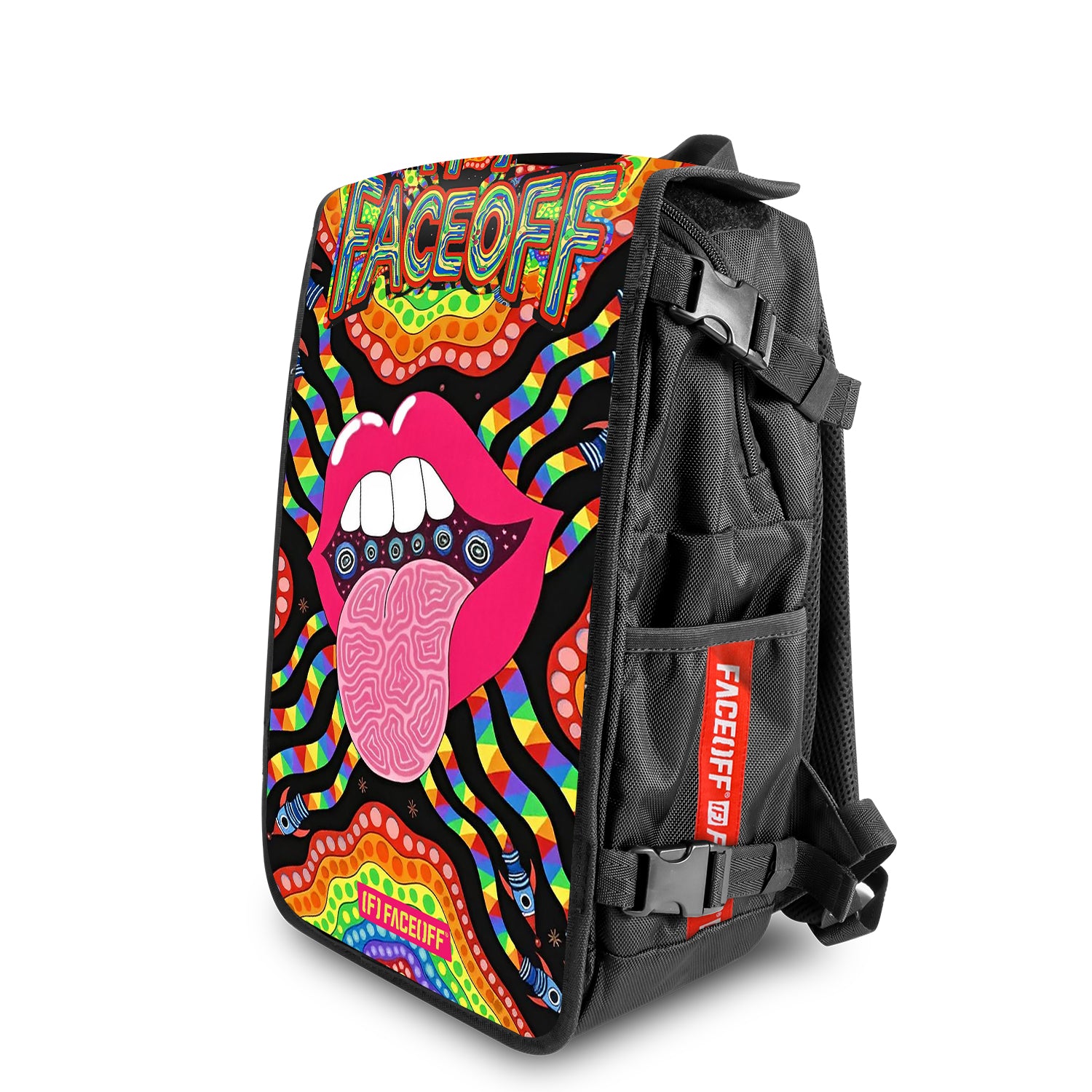 Acid Orbit Reaper gothic skull backpack with dark design Angle view - FaceOff