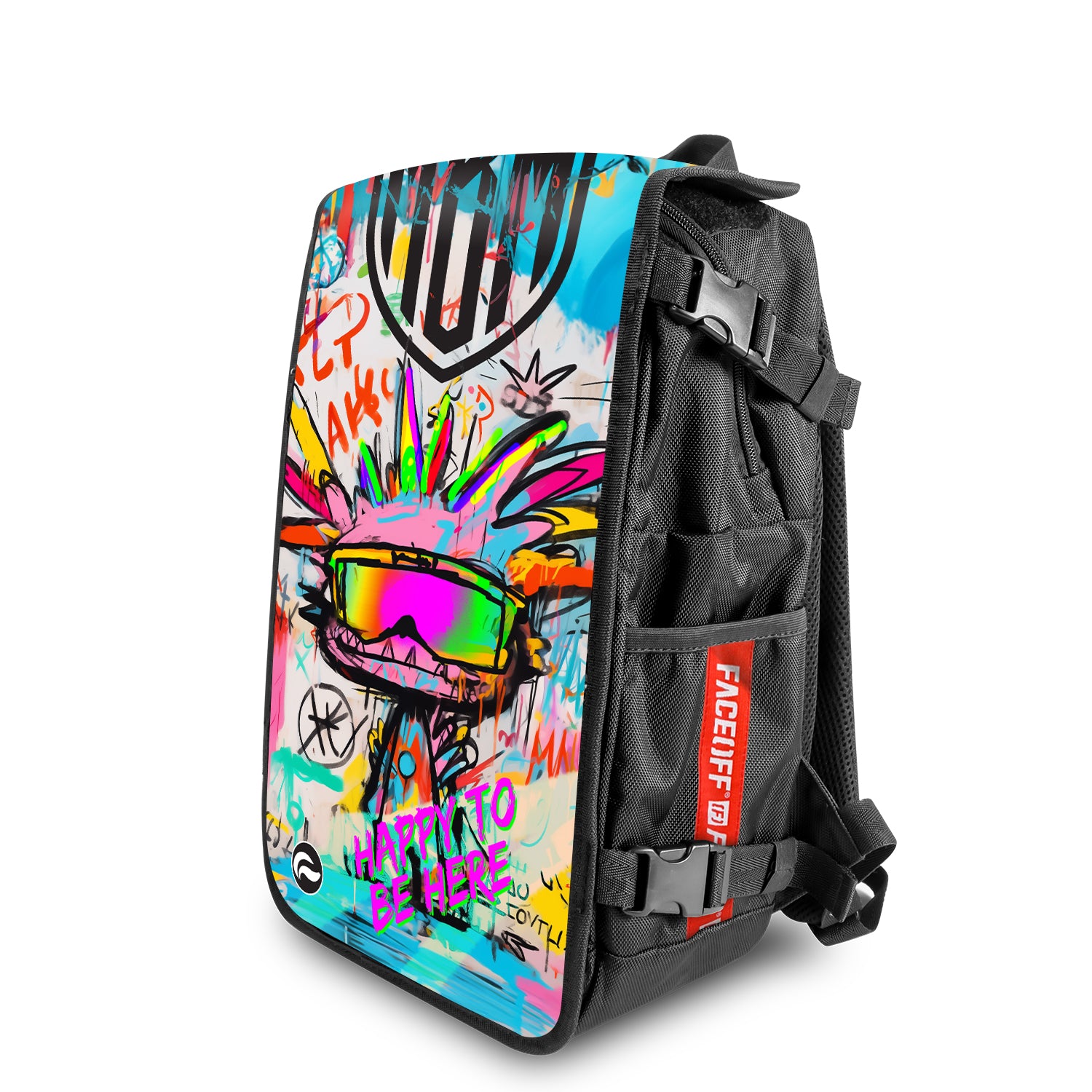 Axolotl MBM Manboy Mafia backpack with bold positive design angle view – FaceOff