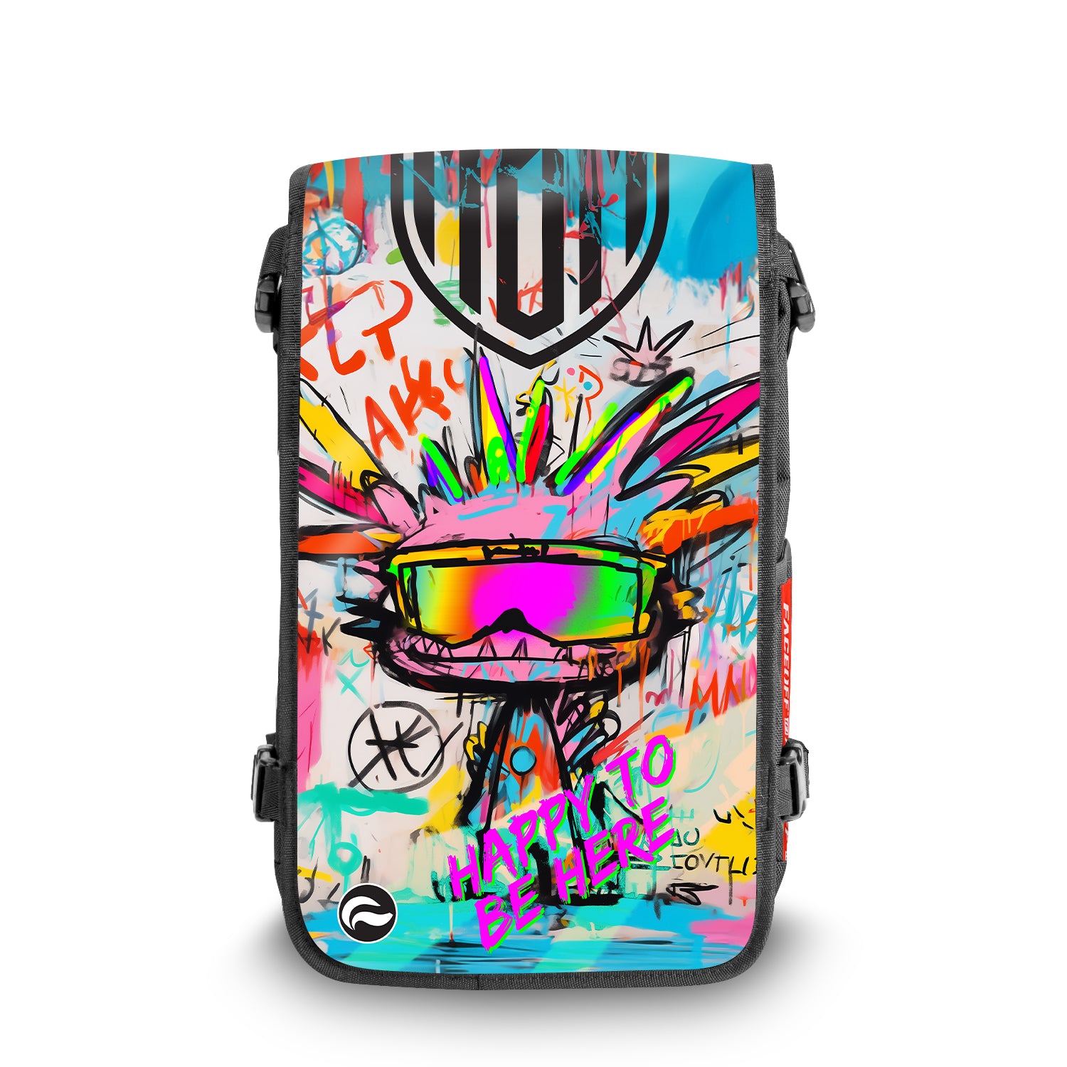 Axolotl MBM Manboy Mafia backpack with bold positive design front view – FaceOff