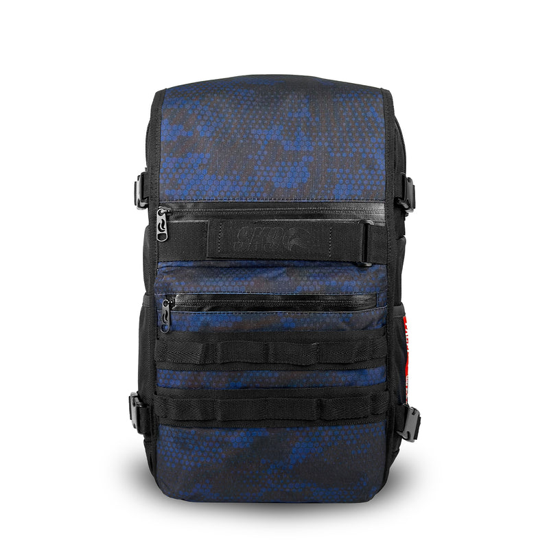 Cosmic Blue utility face cover with minimalist tactical design Front view – FaceOff