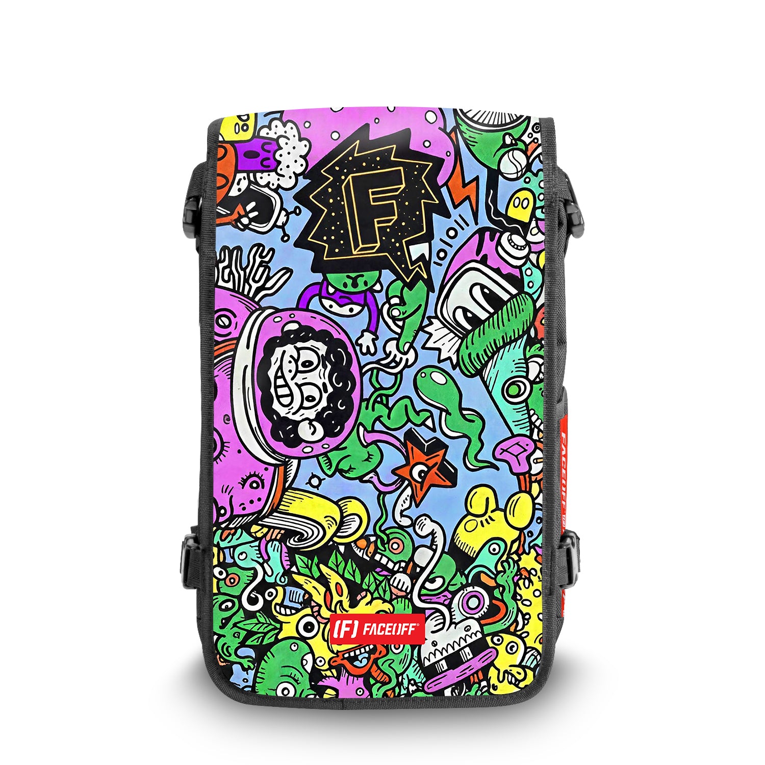 Brain Melt Shredder Skateboard backpack with swappable face front view- FaceOff