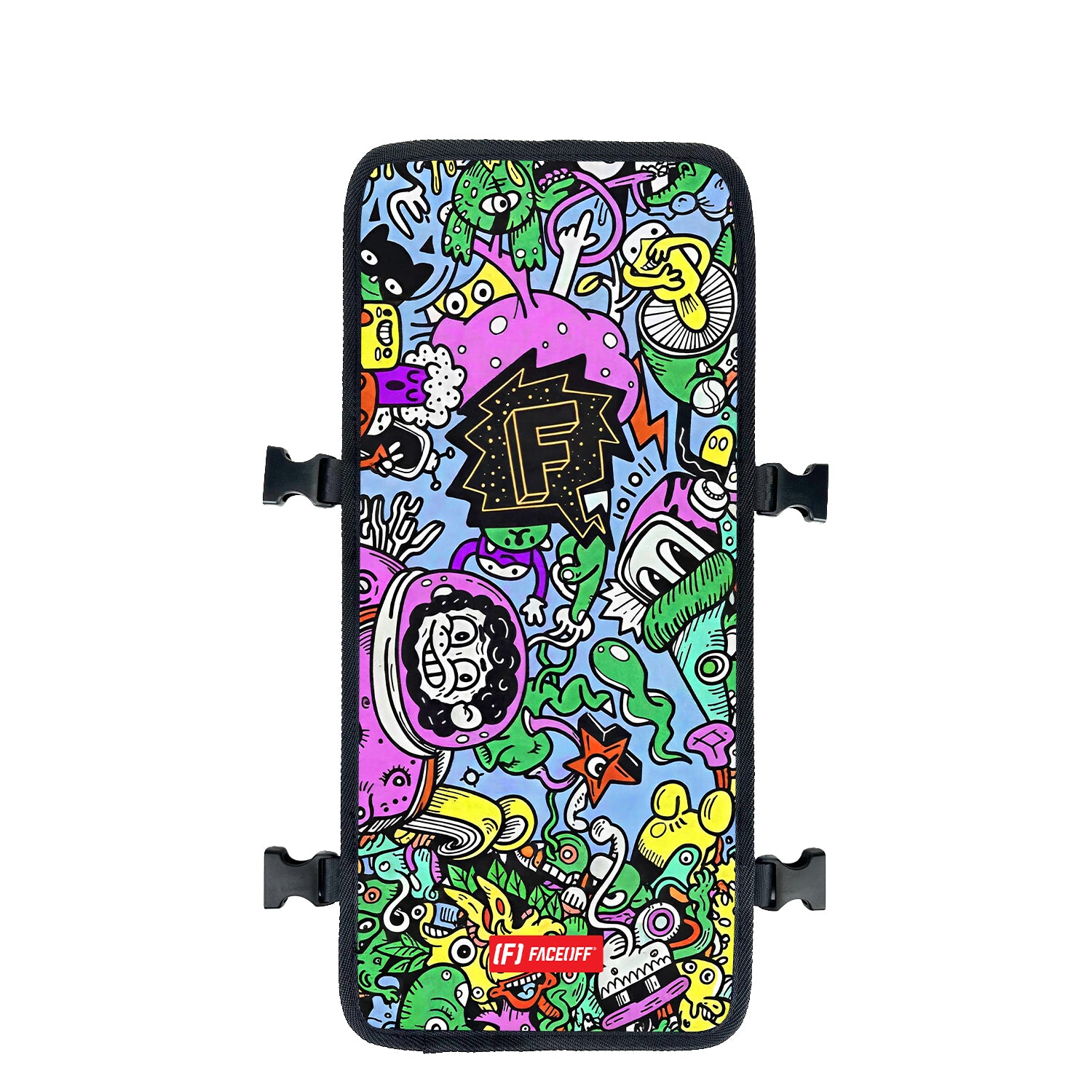 Brain Melt Shredder Skateboard backpack with swappable face cover front view- FaceOff