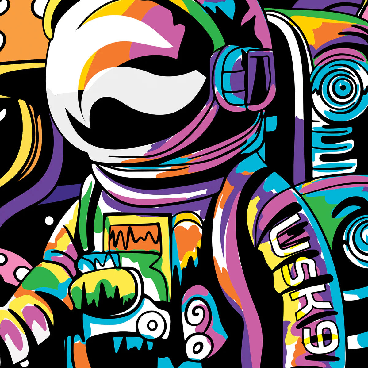 Dreamstronaut street art backpack with closeup view – FaceOff
