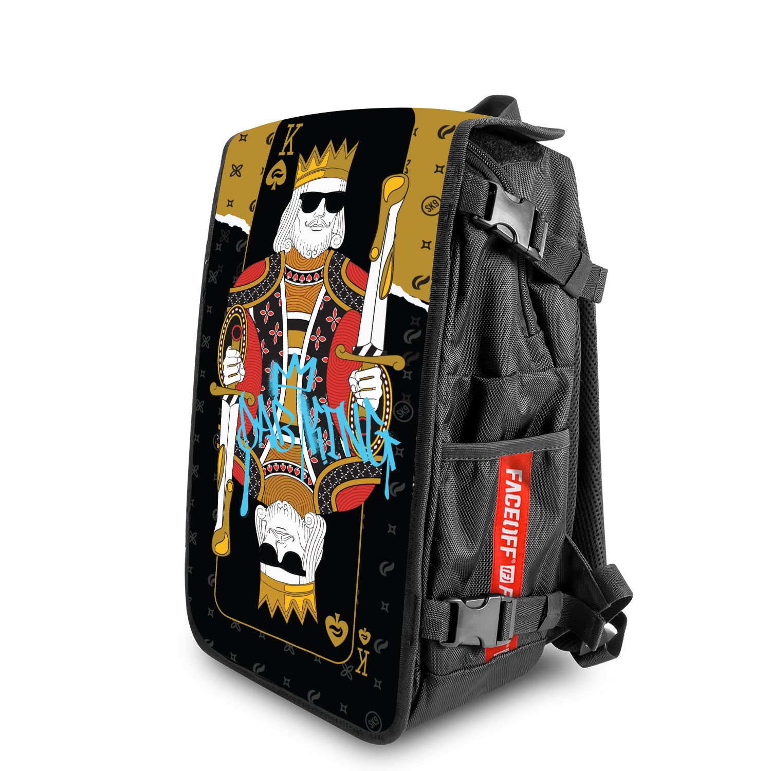 Dab King Black street art backpack with Angle view – FaceOff