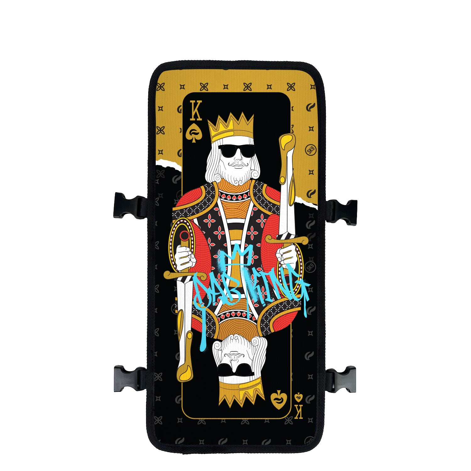 Dab King Black street art backpack with face cover Front view – FaceOff