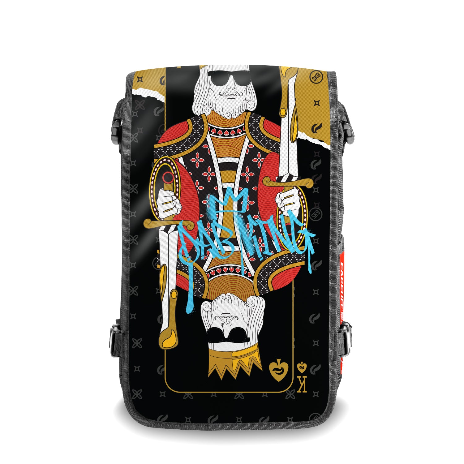 Dab King Black street art backpack with Front view – FaceOff