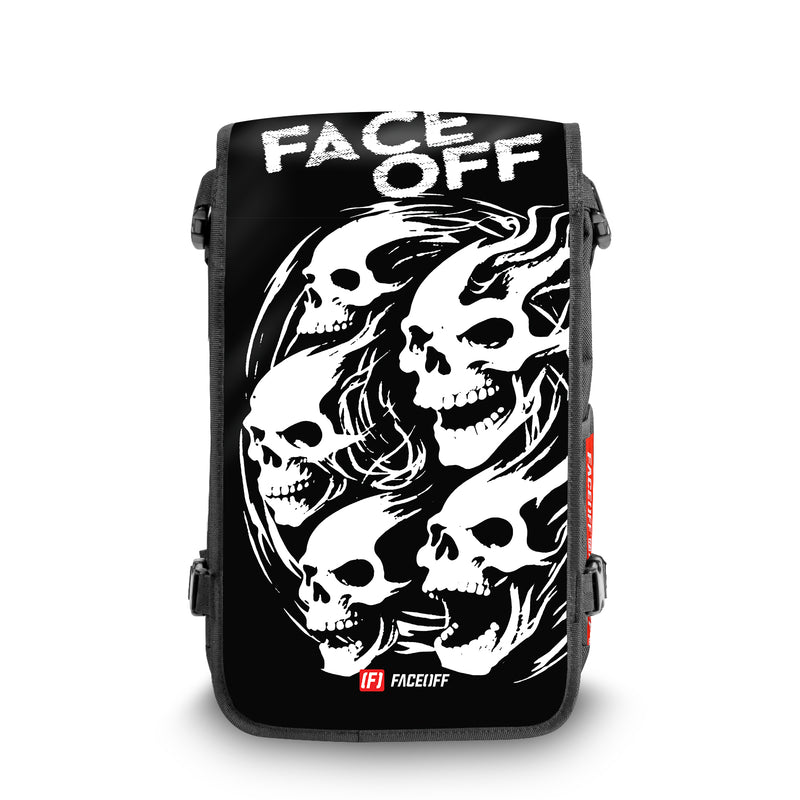 Dead Drop skate backpack with swappable face Front view- FaceOff