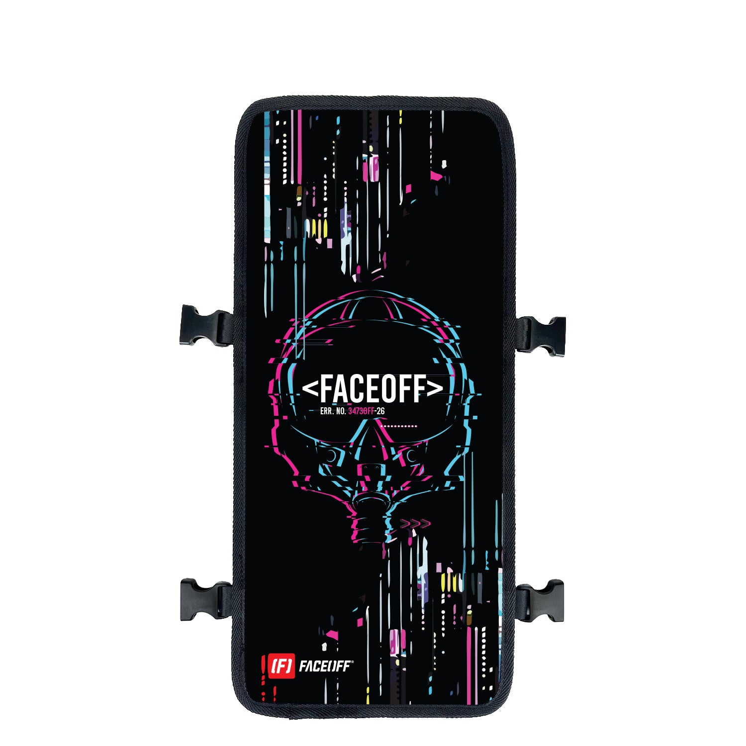 Glitch Pilot Game On backpack with swappable face cover view- FaceOff