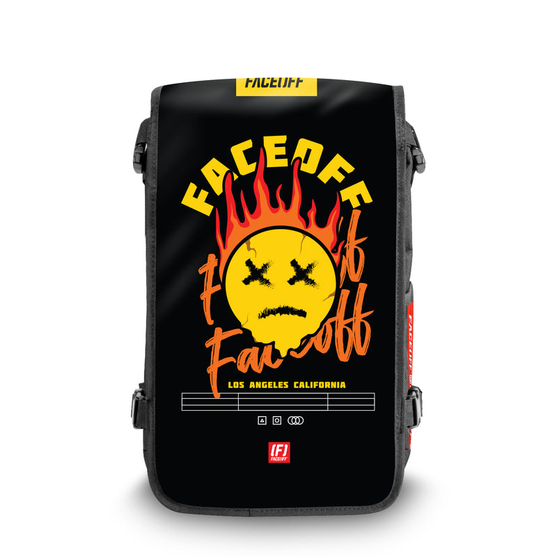 L.A. Scorch Shredder Skateboard backpack with swappable face front view- FaceOff