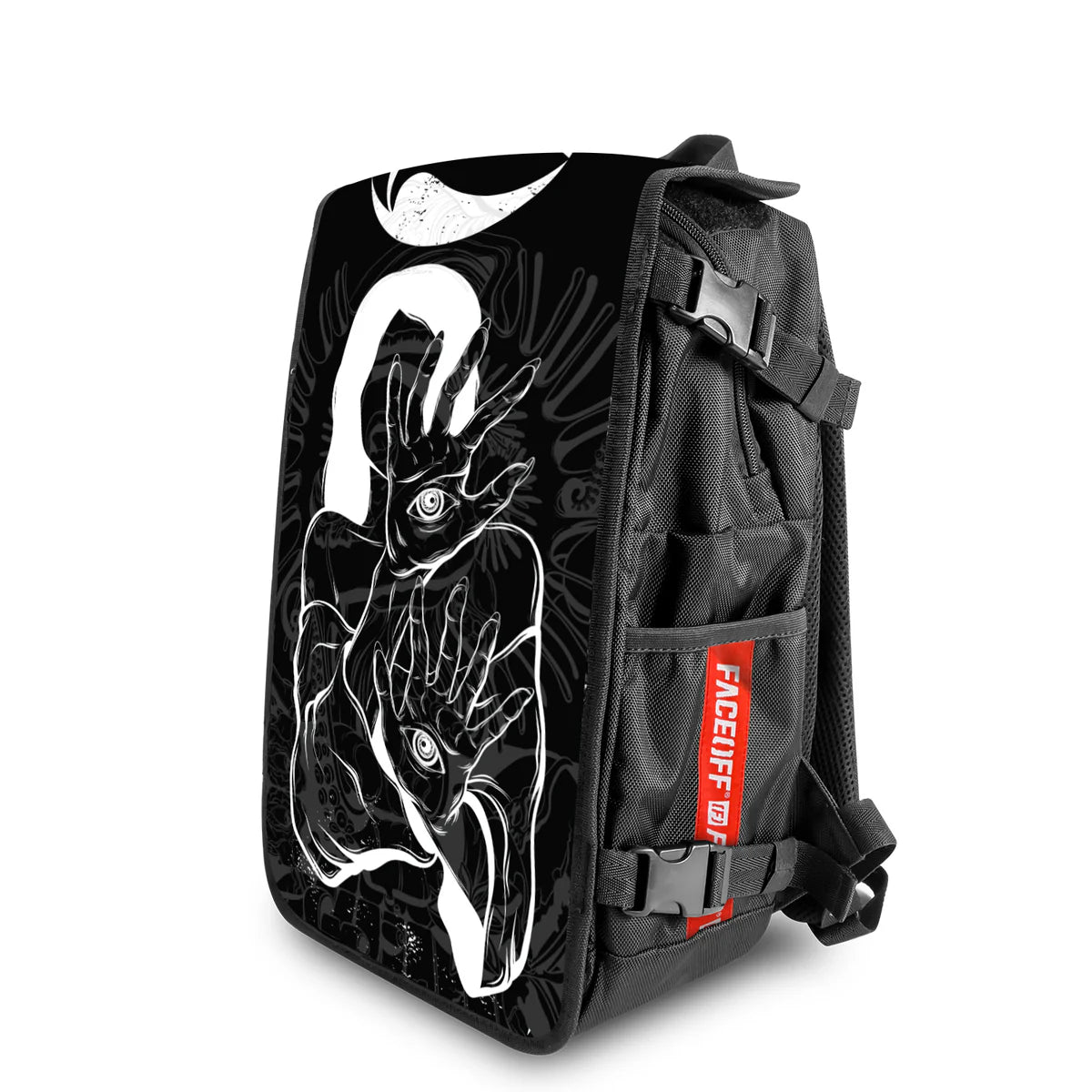 Lost black Space & Galaxy Backpack – Mystic Cosmic Design Angle View | FaceOff