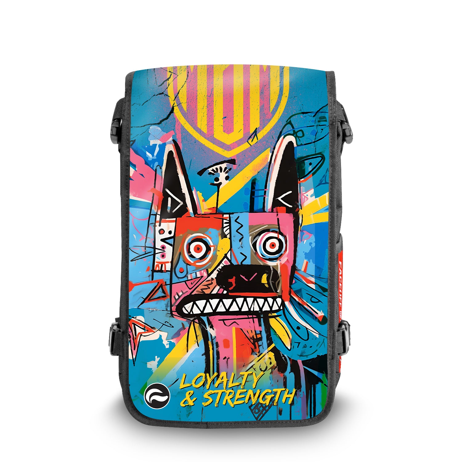 Dog Rainbow MBM Manboy Mafia backpack with bold positive design front view – FaceOff