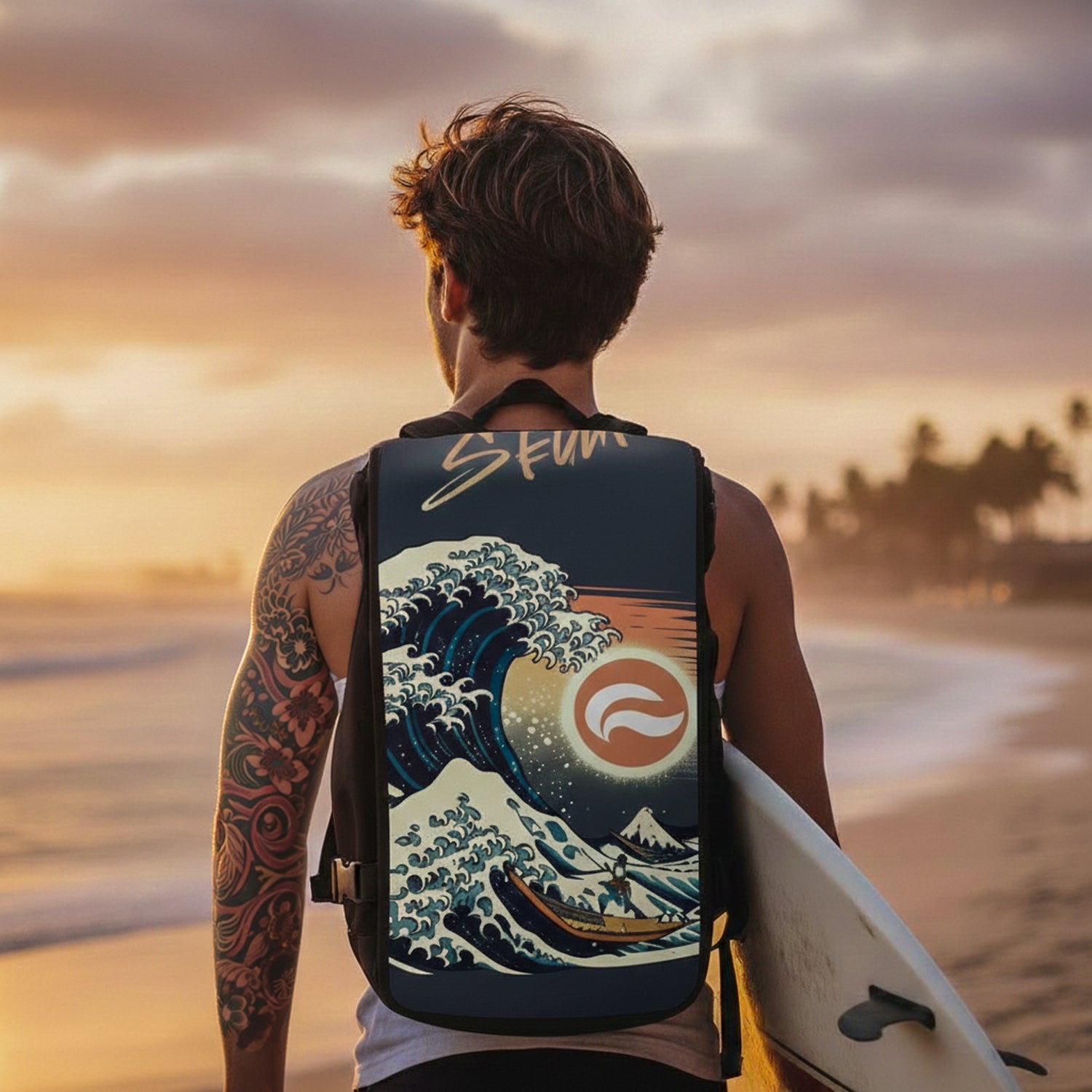 Retro Wave Japanese art backpack lifestyle - FaceOff
