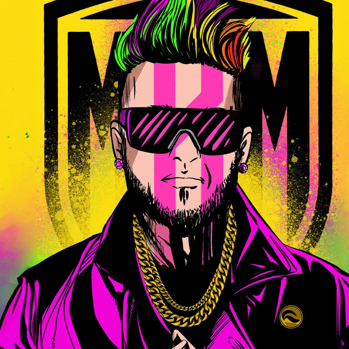 Shauniee Styles Rainbow MBM Manboy Mafia backpack with bold positive design close up view – FaceOff