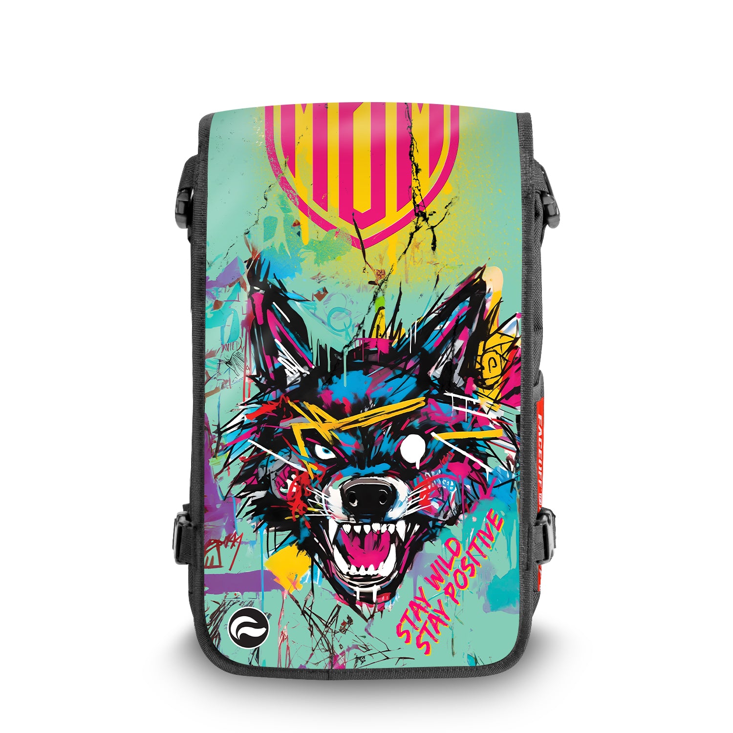 Urban Alpha MBM Manboy Mafia backpack with bold positive design front view – FaceOff