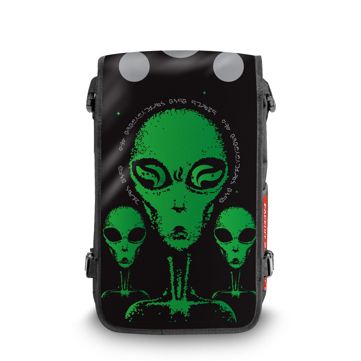 Green Alien Space & Galaxy Backpack – Mystic Cosmic Design Front View | FaceOff 